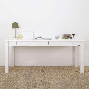 [해피아워][White] 1800 원목 와이드 책상 테이블