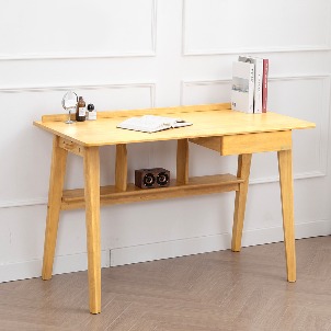 [해피아워][Loydn Retro] 고무나무 원목 서재 책상 서랍 테이블 1200